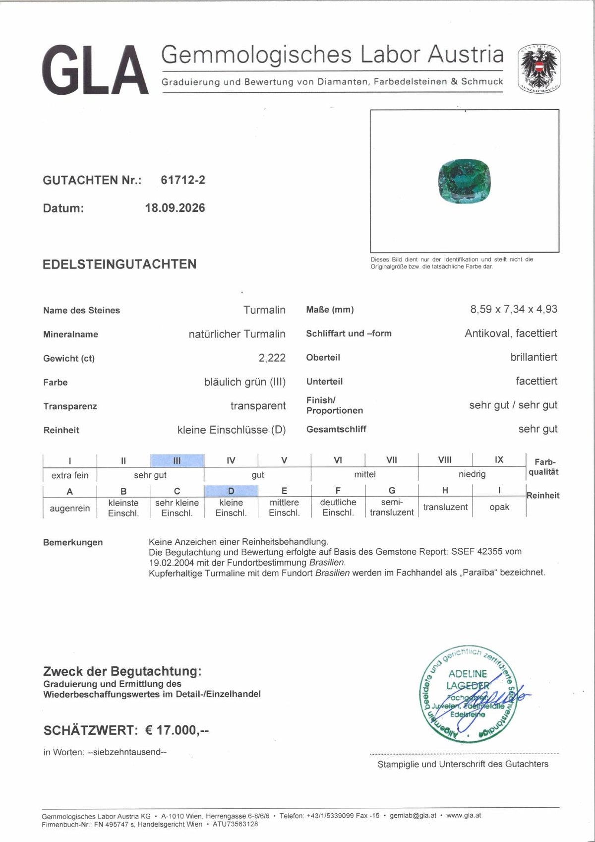 Paraibaturmalin Gutachten