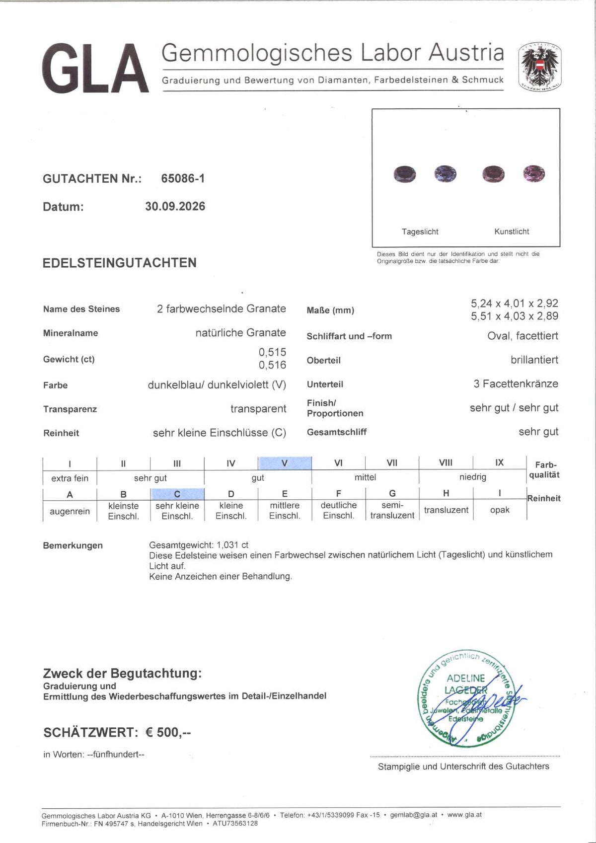 Farbwechselndes Granat Paar