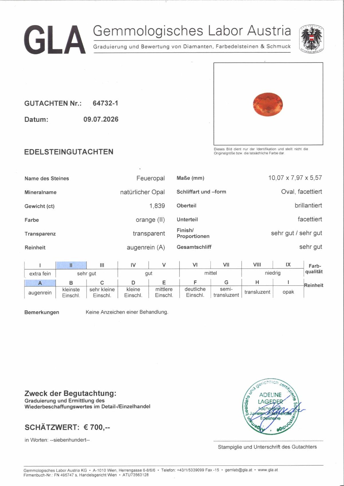 Feueropal Wertgutachten