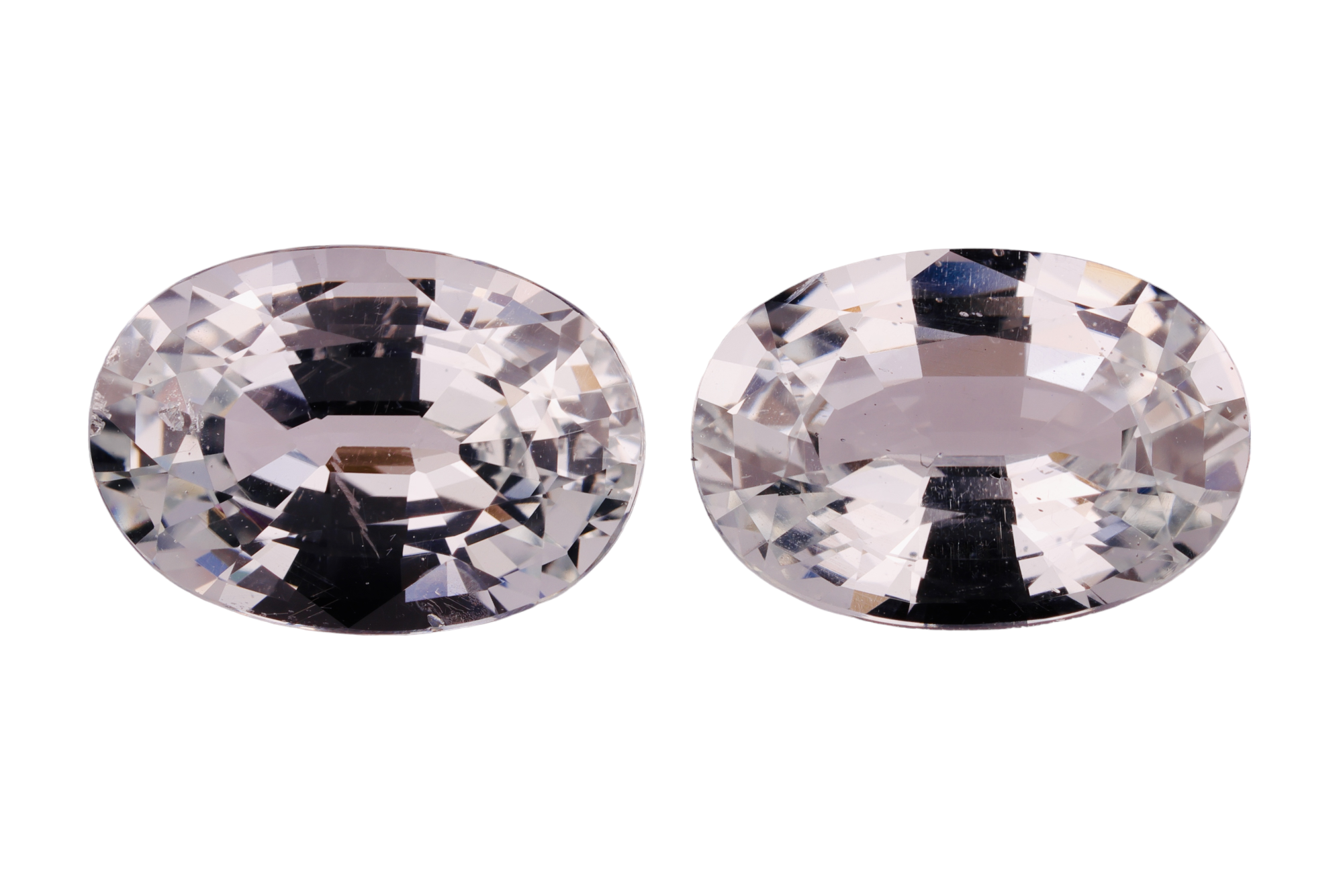 pair of white sapphires, natural colored, untreated